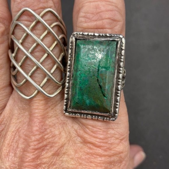 Vintage Chrysocolla Native American Sterling Ring Unisex - Picture 3 of 6